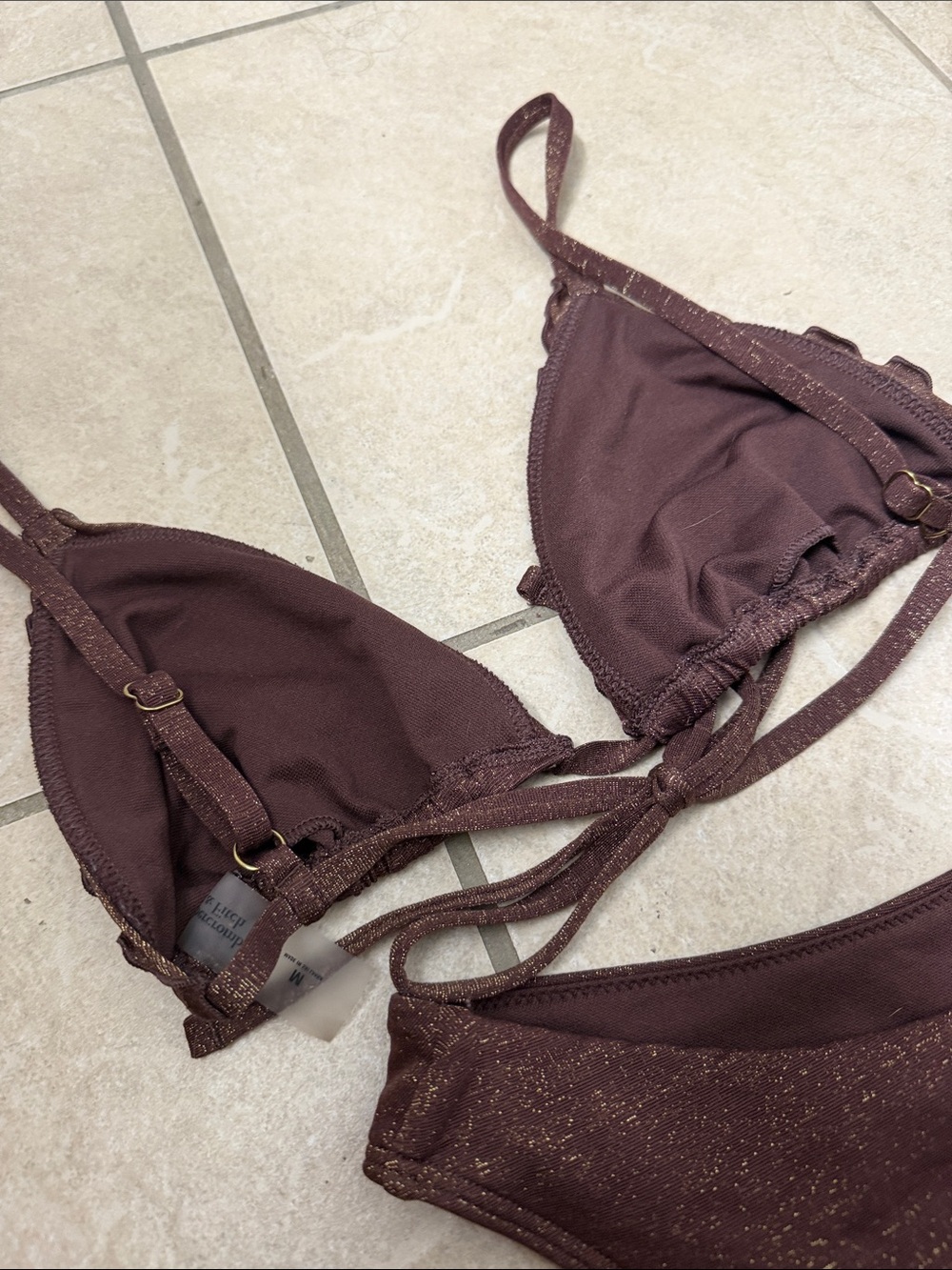 Abercrombie Brown Shimmer Triangle Bikini Set - Picture 4 of 5